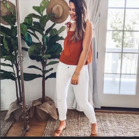 Madewell Terracotta Crosshatch Tie-Strap Tank Top L‎ - Picture 2 of 8